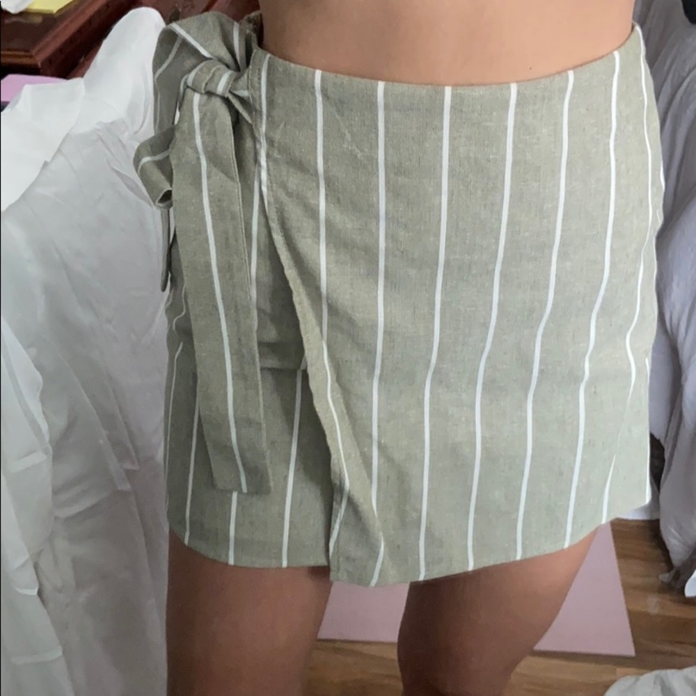 Jade green and white stripe skirt